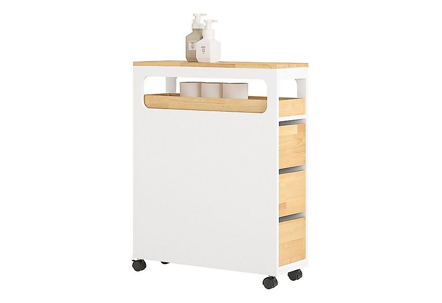 SoBuy Beistellwagen BZR54, Badezimmerschrank mit Rollen, Badschrank schmal, günstig online kaufen