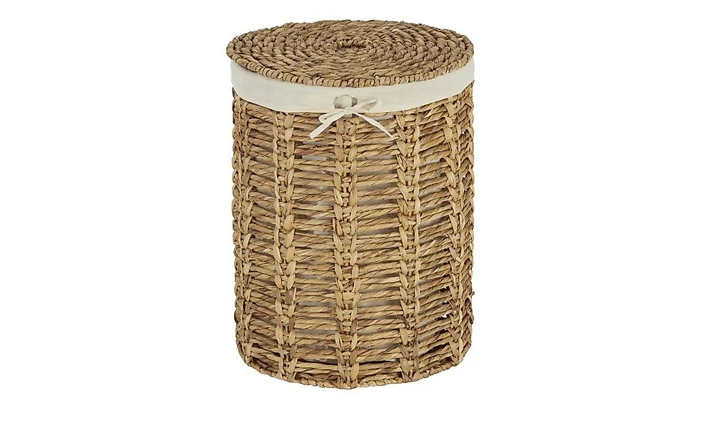 HOME STORY Wäschekorb mit Deckel   ¦ braun ¦ Wasserhyazinthe,Polyester,Baum günstig online kaufen