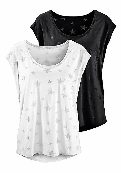 Beachtime Kurzarmshirt "mit leicht transparenten Sternen", (2er-Pack), aus günstig online kaufen