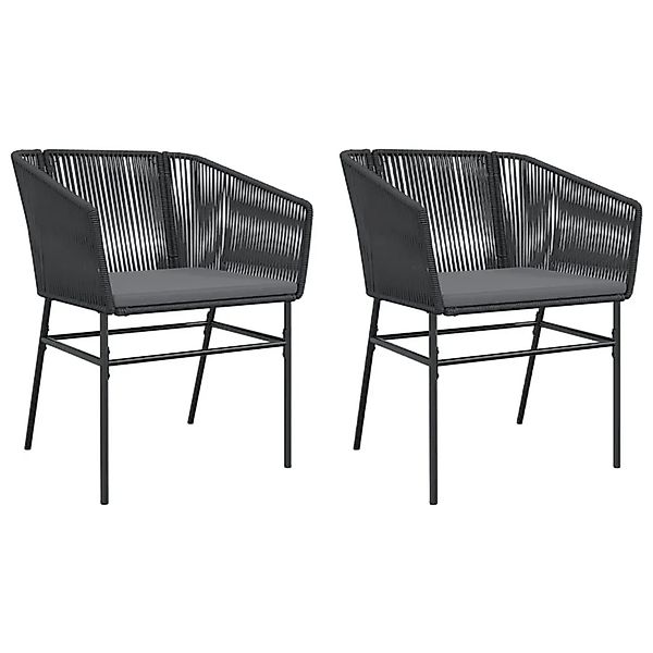 vidaXL Gartenstühle 2 Stk mit Kissen Schwarz Poly Rattan 369102 günstig online kaufen