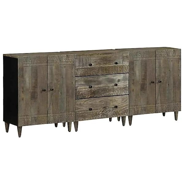 vidaXL 3 Tlg Sideboards Hellgrau 60x33,5x75 cm Massivholz Mango 3310017 günstig online kaufen