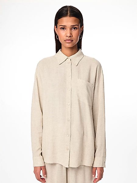 pieces Hemdbluse "PCPIA LS LOOSE SHIRT WVN NOOS", mit Leinen günstig online kaufen