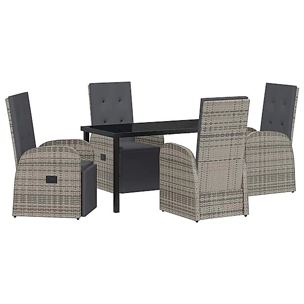 vidaXL Garten Essgruppe mit Kissen 5-Tlg Grau Poly Rattan 3379487 günstig online kaufen