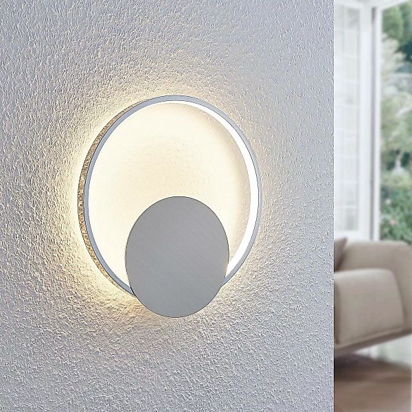 Lindby LED-Wandlampe Anays, Ø 32 cm, chrom/klar, Kunststoff günstig online kaufen