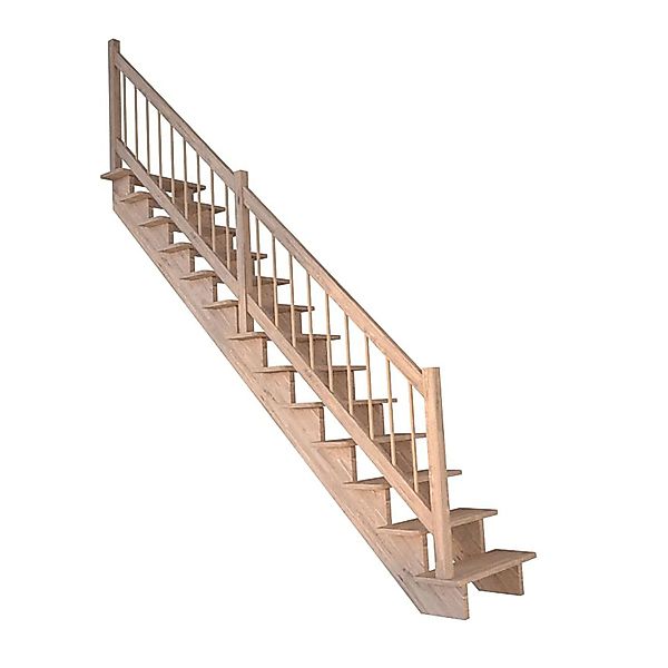 Treppe Lindos Pro Eiche Gerade 80 cm Holz-Design-Geländer FSC® günstig online kaufen