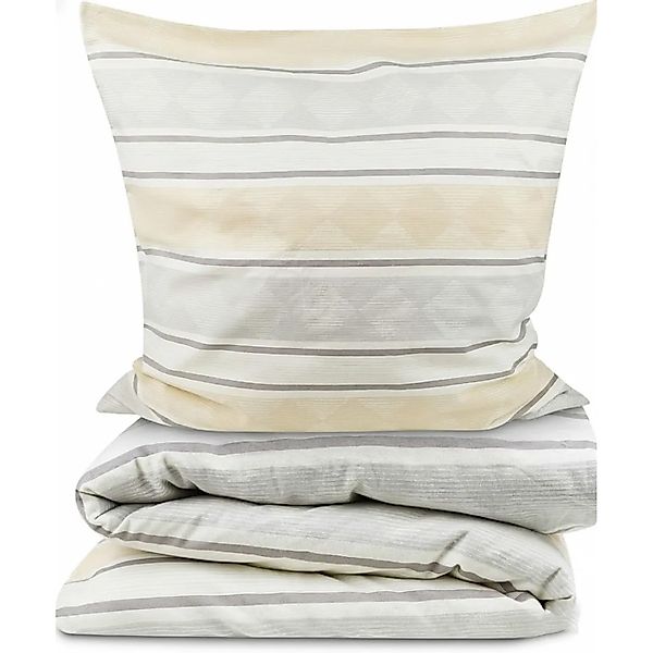 Beautissu 2tlg Biber Bettwäsche Viola 155x220cm Kissenbezug 80x80 cm Beige günstig online kaufen