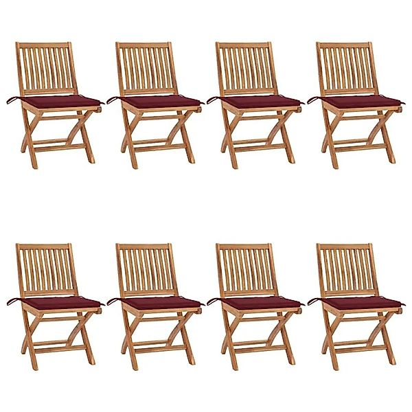vidaXL Klappbare Gartenstühle mit Kissen 8 Stk Massivholz Teak 3072870 günstig online kaufen