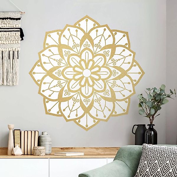 Wandtattoo Mandala Blüte Muster gold weiß günstig online kaufen