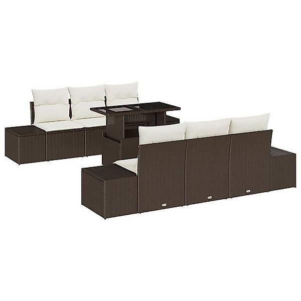 vidaXL Loungesofa 7-teiliges Garten-Sofa-Set mit Kissen Braun Poly-Rattan, günstig online kaufen
