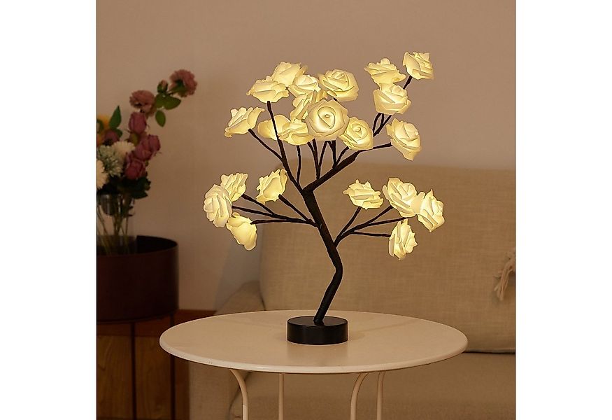 Rosnek LED Tischleuchte LED Tisch-Bonsai-Baum Nachtlicht, Künstliche Rose B günstig online kaufen
