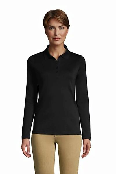 Supima-Poloshirt mit langen Ärmeln, Damen, Größe: L Normal, Schwarz, Baumwo günstig online kaufen