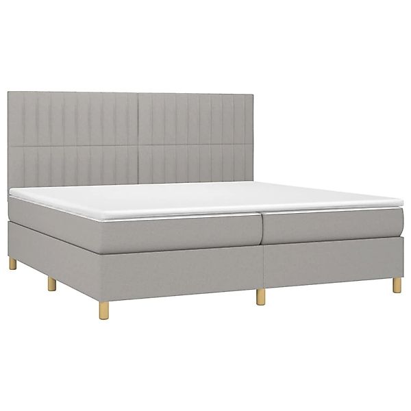 vidaXL Boxspringbett mit Matratze & LED Hellgrau 200x200 cm Stoff 3135621 günstig online kaufen
