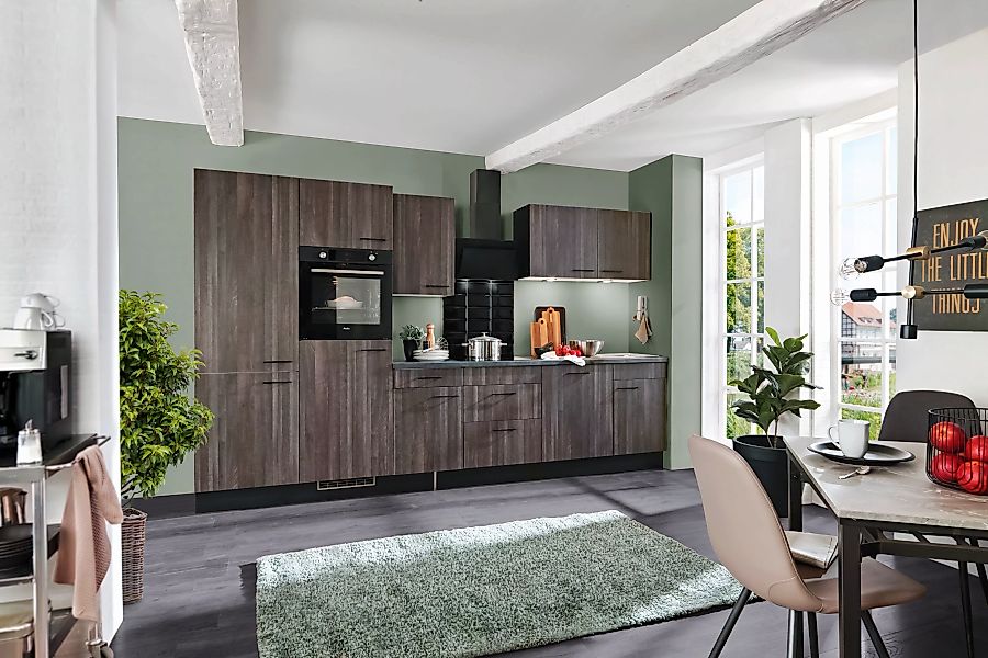 wiho Küchen Küche "Nisos", Soft-Close, 340 cm, Backofen matt schwarz, Teles günstig online kaufen