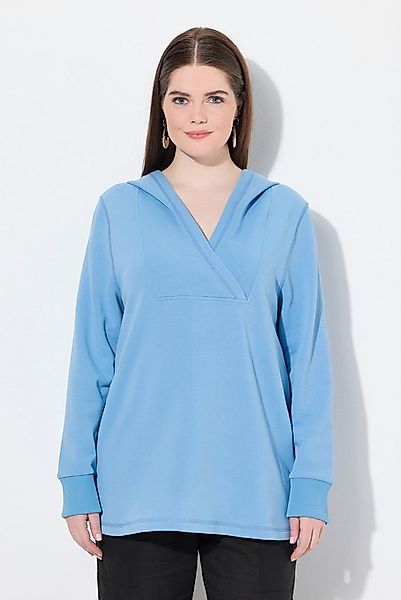 Ulla Popken Sweatshirt Hoodie Schalkragen-Einsatz Langarm Biobaumwolle günstig online kaufen