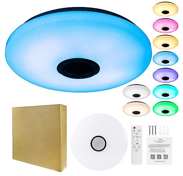 Sunicol LED Deckenleuchte Smart Deckenlampe mit Bluetooth Lautsprecher, RGB günstig online kaufen