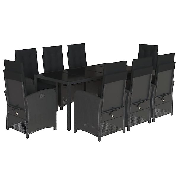 vidaXL 9-Tlg Garten-Essgruppe mit Kissen Schwarz Poly Rattan 3212210 günstig online kaufen