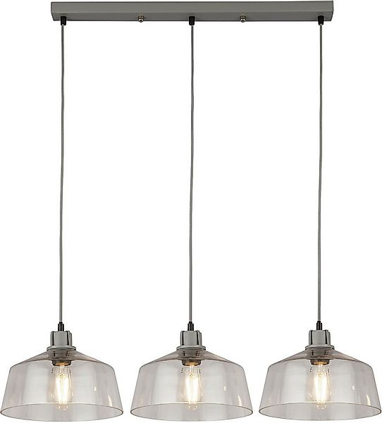 Searchlight Hängeleuchte x Odeon 3Lt Bar Pendant - Grey Metal & Glass, Leuc günstig online kaufen