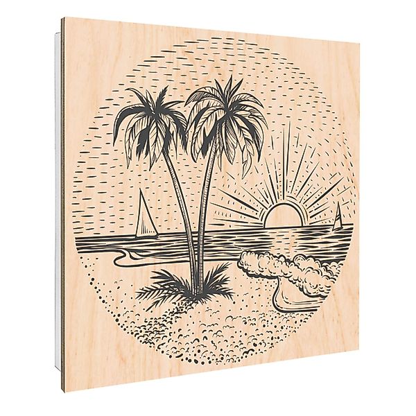 Banjado Schlüsselkasten mit Holzfront 30x30cm Weiß Scharnier Links 50 Haken günstig online kaufen
