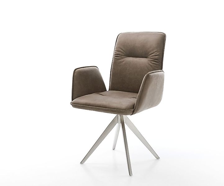 Esszimmerstuhl Vinja-Flex Mikrofaser Taupe Vintage Kreuzgestell kantig Edel günstig online kaufen
