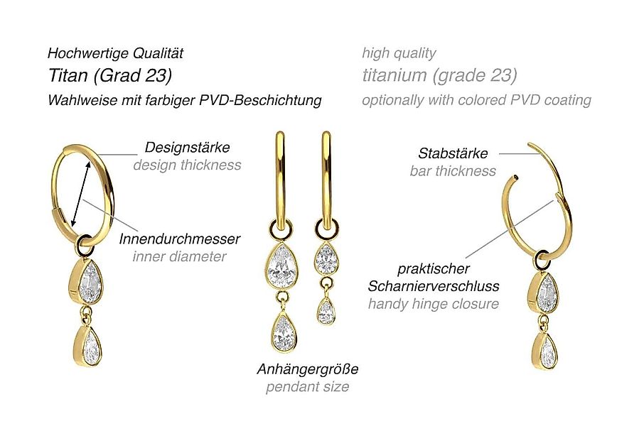 FILANGO Piercing-Set Titan Ohrclicker Creolen 2 günstig online kaufen