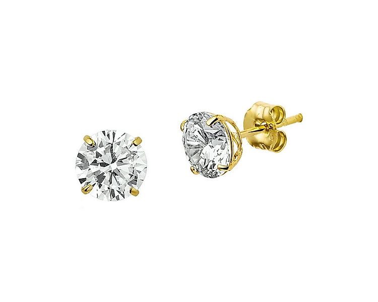NICEANDnoble Paar Ohrstecker 585er Gelbgold Ohrstecker Zirkonia rund 4, 5 o günstig online kaufen