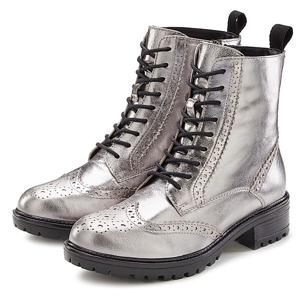 LASCANA Schnürboots Schnürstiefelette, Ankle Boots, Leder, günstig online kaufen