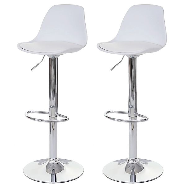 PROREGAL 2er-Set Barhocker Einfach Sitzhöhe 60-80cm Kunstleder Weiß Tresenh günstig online kaufen