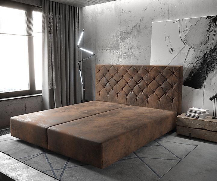 DELIFE Bettgestell Dream-Great, Mikrofaser Braun 180x200 cm günstig online kaufen