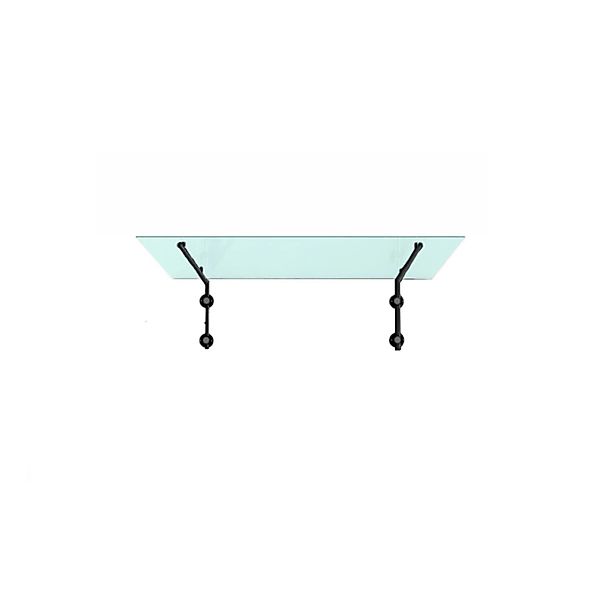Glaszentrum Hagen L 150x90 cm Glasvordach inkl. Halter Schwarz Milchglas günstig online kaufen