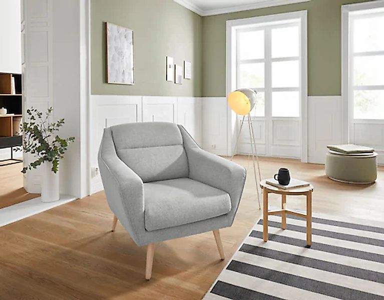 andas Sessel »Bille«, mit Naht im Rückenkissen und Eiche-Beinen, Design by günstig online kaufen