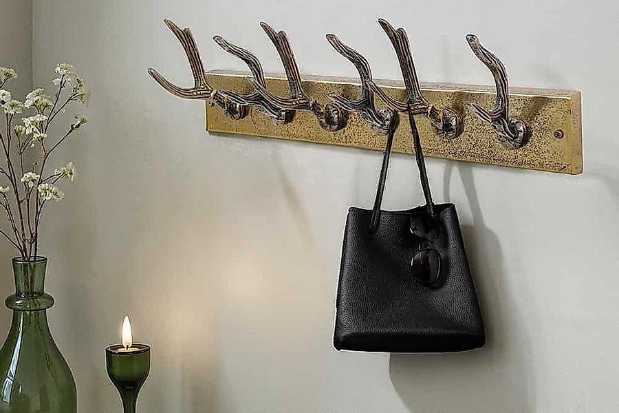 riess-ambiente Wandgarderobe DEER 50 cm messing Aluminium – Geweih-Design, günstig online kaufen