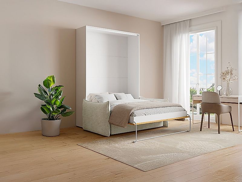 Schrankbett 140 x 200 cm - Manuelle vertikale Öffnung - Farbgebung: Natur & günstig online kaufen