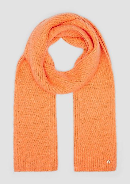 s.Oliver Schal Tuch, Strick-Schal mit Fischgrätenmuster und Logo-Ring günstig online kaufen