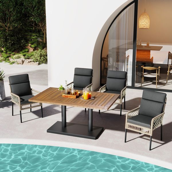 Flieks Gartenlounge-Set, 4-Sitzer Gartenmöbel Essgruppe Polyrattan günstig online kaufen