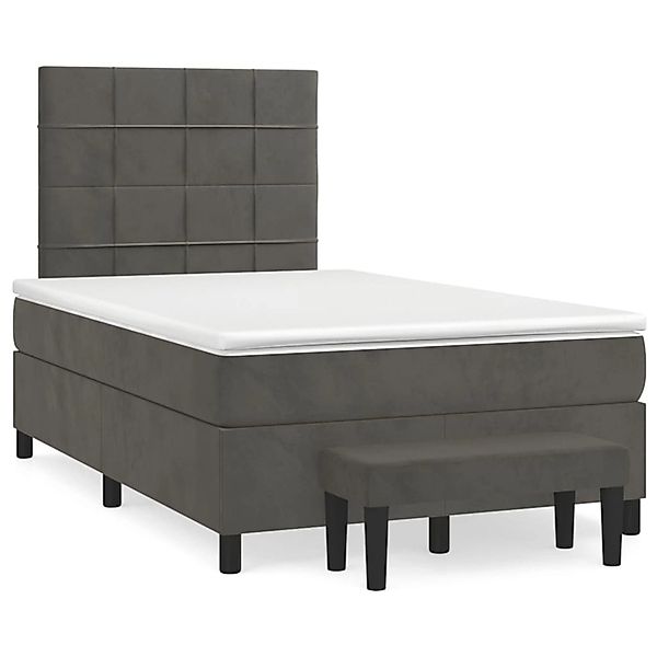 vidaXL Boxspringbett mit Matratze Dunkelgrau 120x200 cm Samt1469171 günstig online kaufen
