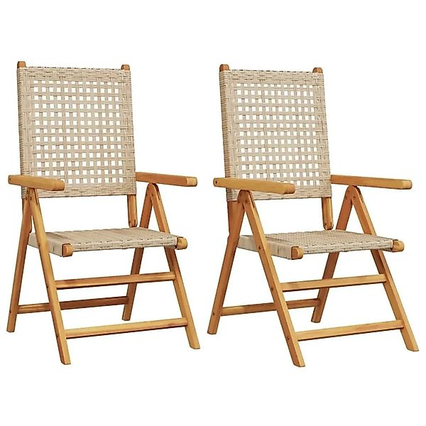 vidaXL Gartenstühle 2 Stk Beige Massivholz Akazie und Poly Rattan 367653 günstig online kaufen
