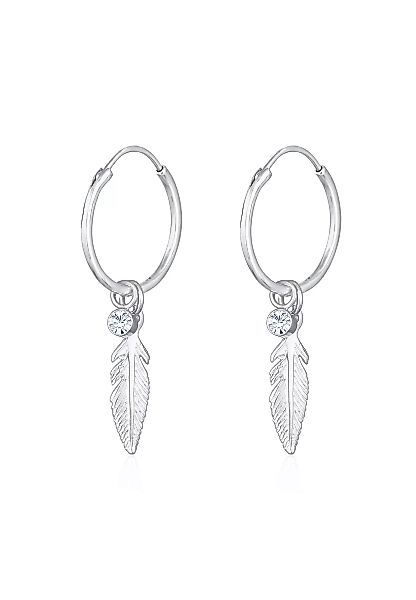 Elli Paar Creolen "Creole Feder Einhänger Kristalle 925 Silber" günstig online kaufen