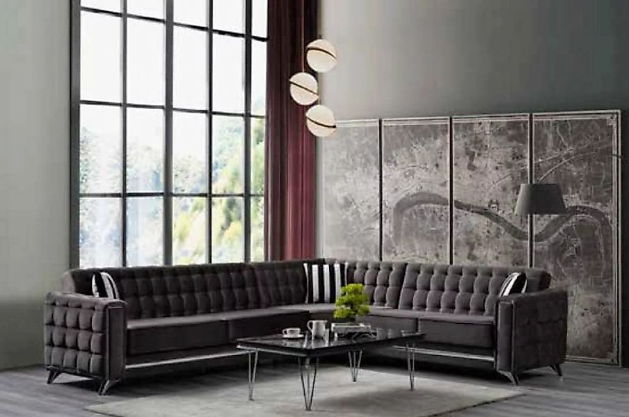 JVmoebel Ecksofa Ecksofa in Grau Textilmöbel Bequemes L-förmiges Sofa Moder günstig online kaufen