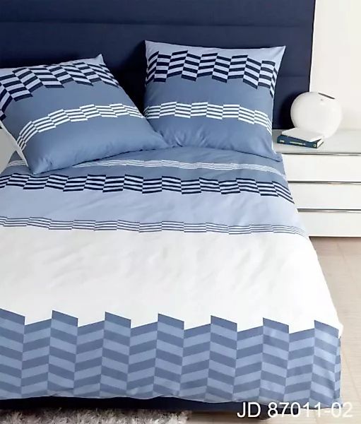 Janine Janine Mako-Satin Bettwäsche J.D. 87011 blau Größe:  155x220 cm + 80 günstig online kaufen