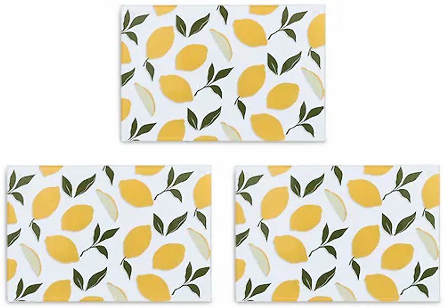 Zeller Present Schneidebrett »Glasschneideplatte "Lemons", 3er Set«, (Set, günstig online kaufen