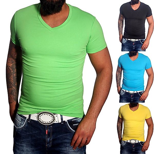Baxboy T-Shirt Baxboy tiefer V-Ausschnitt Uni günstig online kaufen
