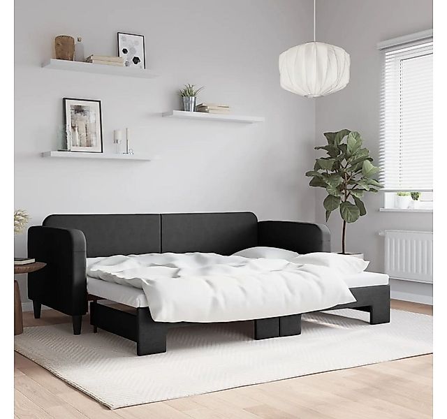vidaXL Bett, Tagesbett Ausziehbar Schwarz 80x200 cm Stoff günstig online kaufen