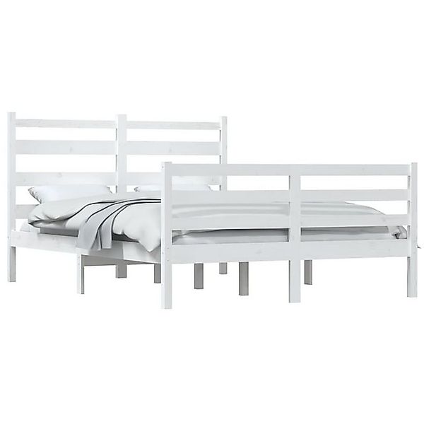 vidaXL Bett Massivholzbett Kiefer 120x200 cm Weiß günstig online kaufen