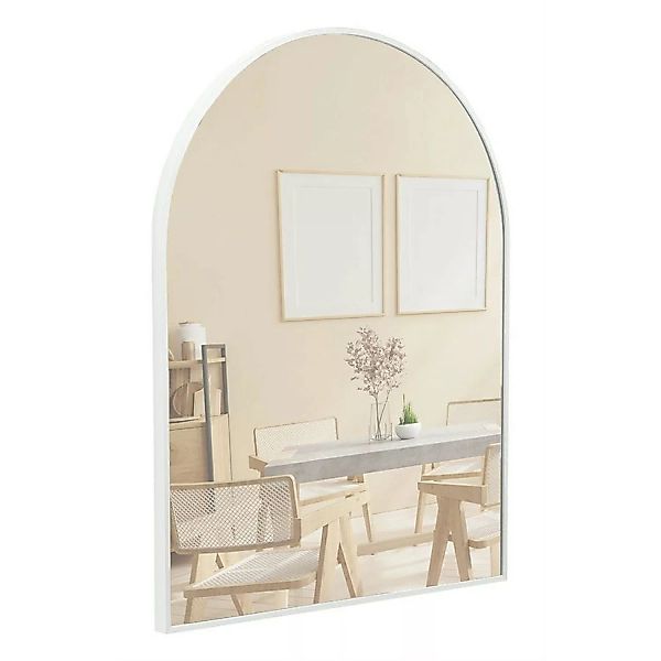Terra Home Wandspiegel 60x80 Weiß Metallrahmen Bogenform günstig online kaufen