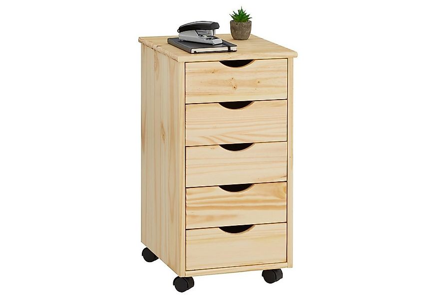 IDIMEX Rollcontainer LAGOS, Bürocontainer aus Massivholz mit 5 Schubladen N günstig online kaufen