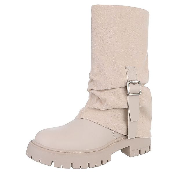 Ital-Design Modische Damenstiefel mit Gurt-Detail für günstig online kaufen