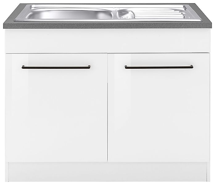 KOCHSTATION Spülenschrank "KS-Tulsa", 100 cm breit, 2 Türen, Metallgriff, M günstig online kaufen