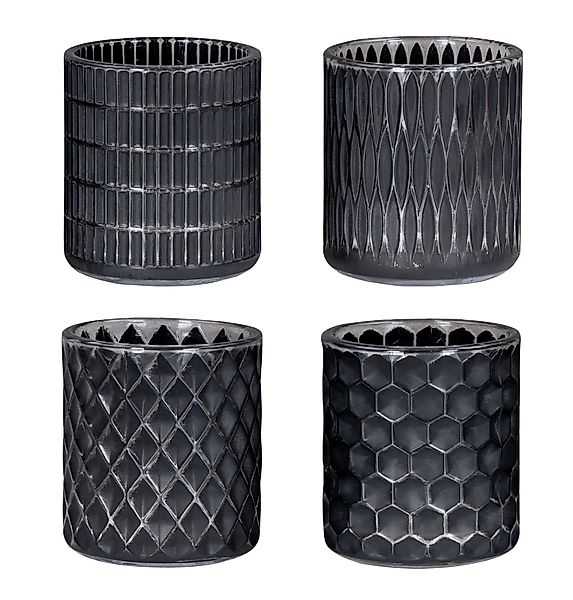 Levandeo® Teelichthalter, 4er Set Teelichthalter Schwarz günstig online kaufen