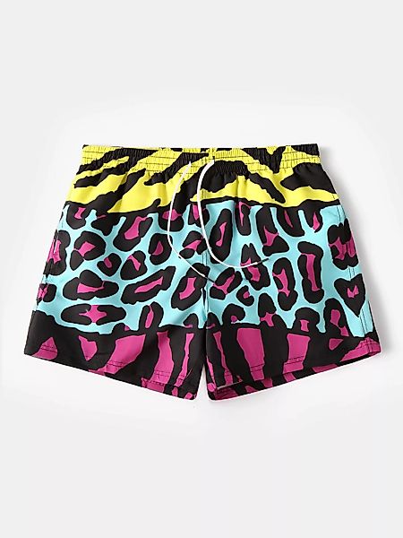 Lustige Colorblock Spot & Hand Pattern Print Strandhose Colorful Mesh Line günstig online kaufen