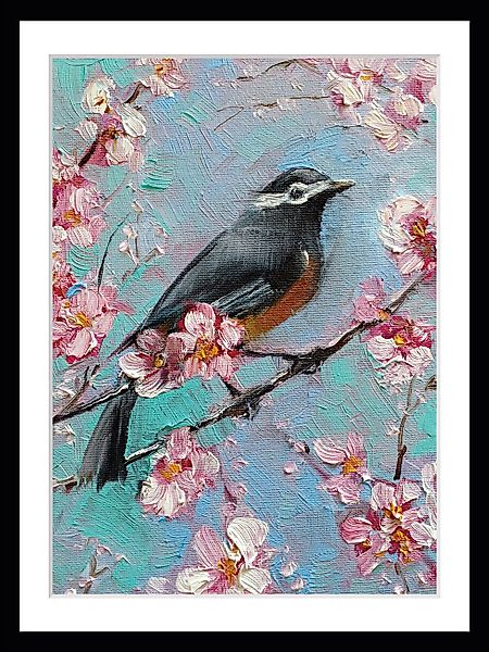 queence Bild »Mona«, Vögel, gerahmt, Blumen günstig online kaufen
